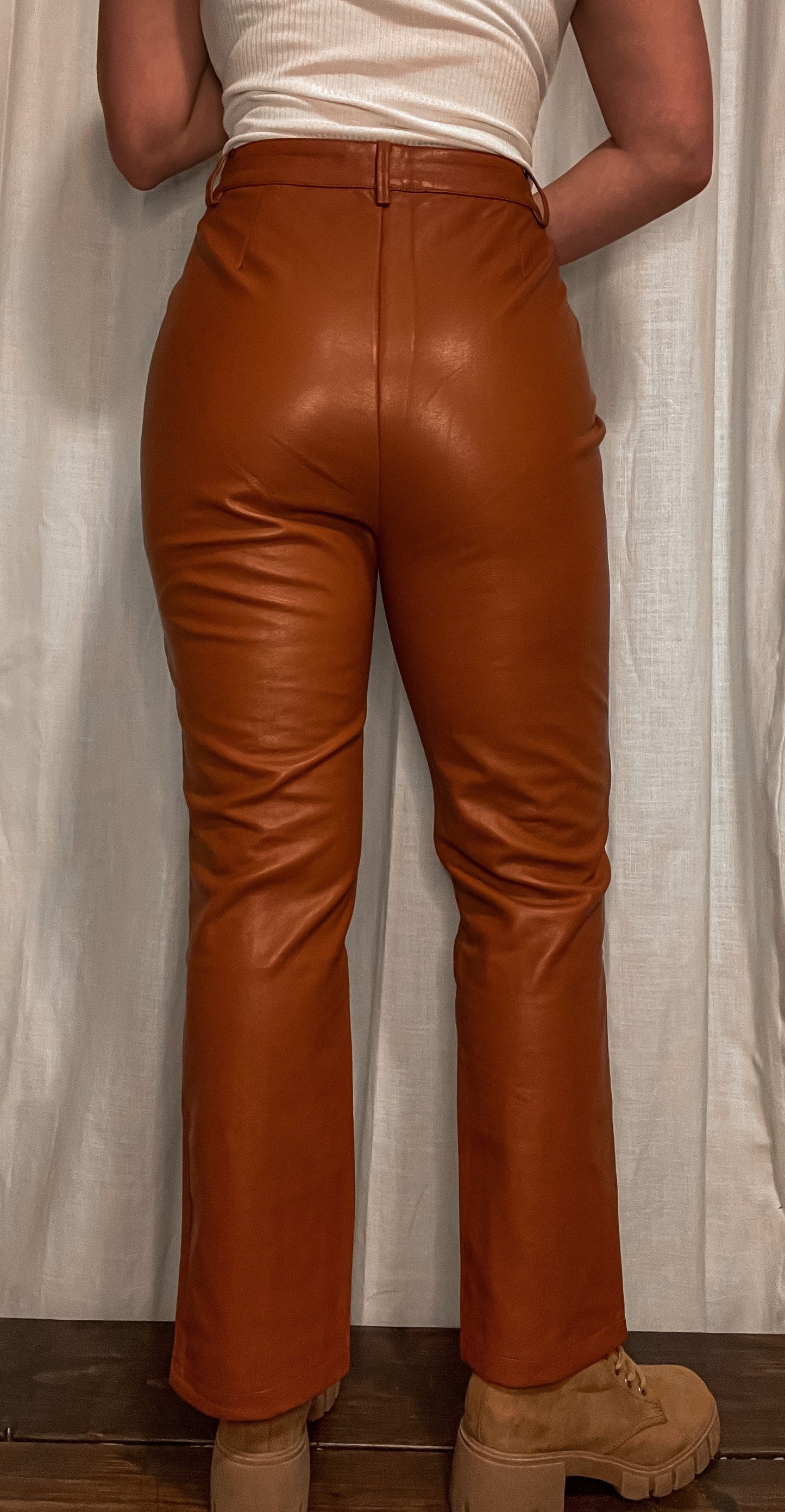 Split Hem Leather Pants